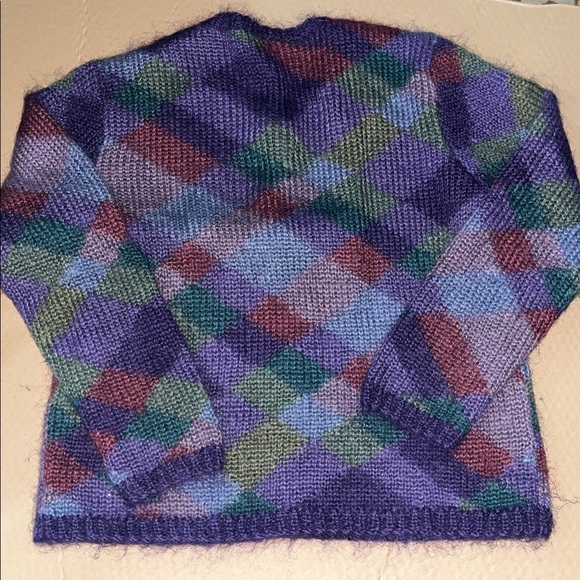 NWOT - Talbots Plaid Cardigan - Purple, Green, Blue (SZ. L) - Picture 4 of 7